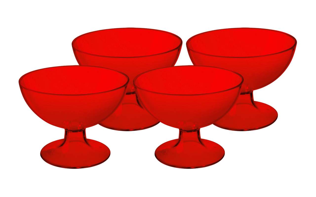 Conjunto 4 taças de sobremesa Cozy 150ml 10,5 x 10,5 x 8 cm - Vermelho Transparente Coza Conjunto 4 taças de sobremesa Cozy 150ml 10,5 x 10,5 x 8 cm - Vermelho Transparente Coza