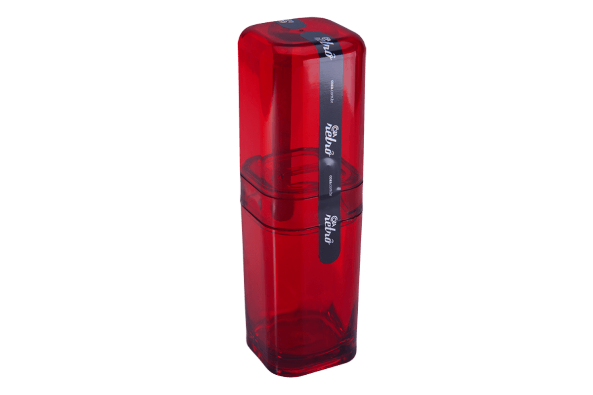 Porta-Escova com Tampa - Splash 6,5 x 6,5 x 22,5 cm - Vermelho Transparente Coza Porta-Escova com Tampa - Splash 6,5 x 6,5 x 22,5 cm - Vermelho Transparente Coza