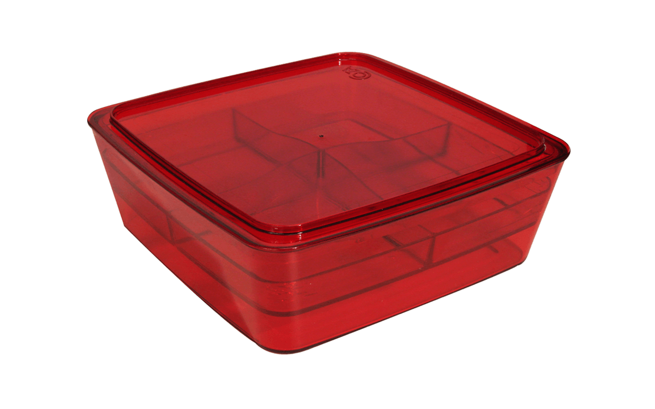 Organizador com Divisória - Retrô 22,7 x 22,7 x 8,2 cm - Vermelho Transparente Coza Organizador com Divisória - Retrô 22,7 x 22,7 x 8,2 cm - Vermelho Transparente Coza