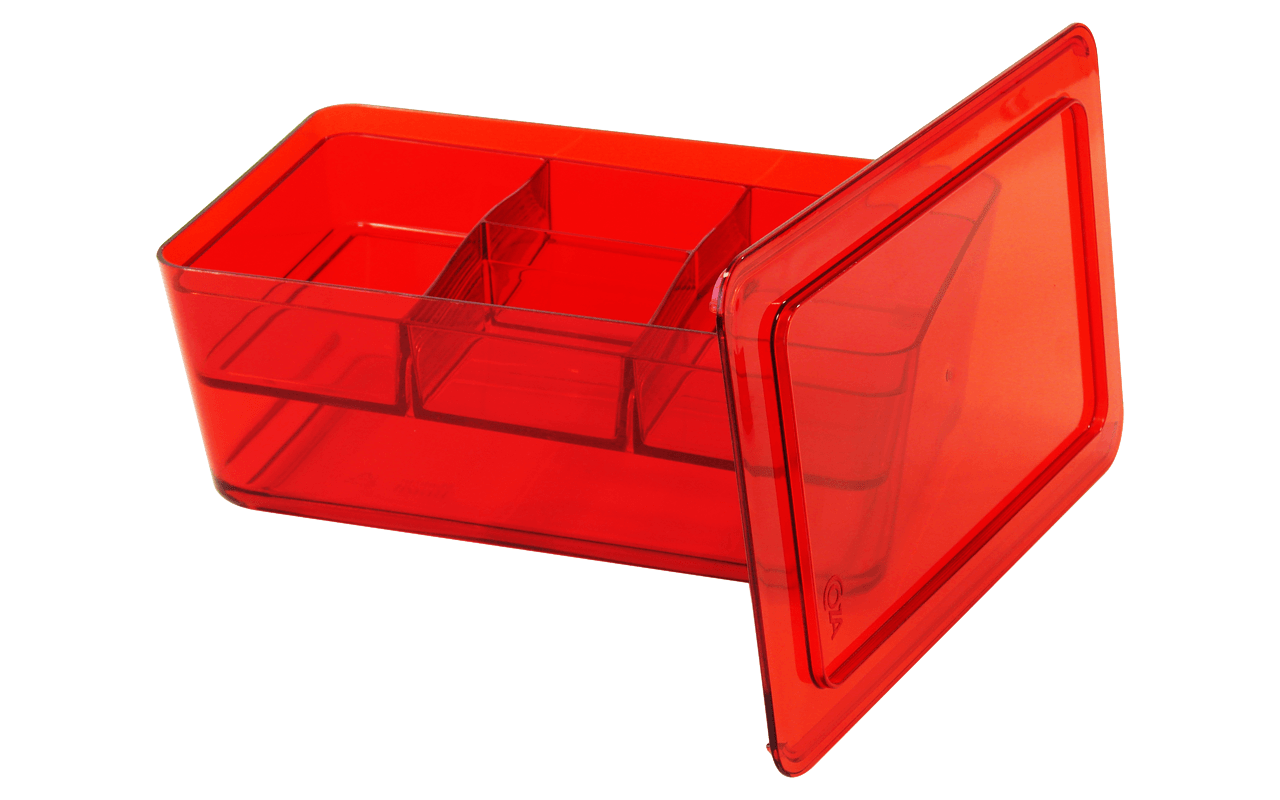 Organizador Retangular com Divisória - Retrô 27,8 x 17,5 x 11 cm - Vermelho Transparente Coza Organizador Retangular com Divisória - Retrô 27,8 x 17,5 x 11 cm - Vermelho Transparente Coza