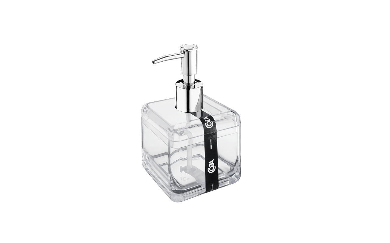 Porta-sabonete líquido 330 ml Cube - CR 8,5 x 8,5 x 15 cm 330 ml - Cristal Coza Porta-sabonete líquido 330 ml Cube - CR 8,5 x 8,5 x 15 cm 330 ml - Cristal Coza