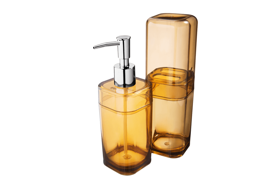 Kit Banho com Tampa - Splash 6,5 x 6,5 x 19,2 cm / 6,5 x 6,5 x 22,5 cm - Mel Coza Kit Banho com Tampa - Splash 6,5 x 6,5 x 19,2 cm / 6,5 x 6,5 x 22,5 cm - Mel Coza
