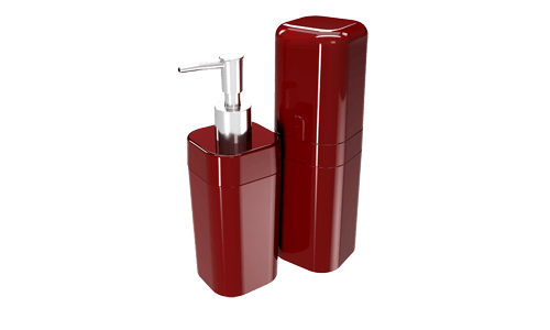 Kit banho Splash com tampa - VBO 6,5 x 6,5 x 19,2 cm / 6,5 x 6,5 x 22,5 cm - Vermelho Bold Coza Kit banho Splash com tampa - VBO 6,5 x 6,5 x 19,2 cm / 6,5 x 6,5 x 22,5 cm - Vermelho Bold Coza