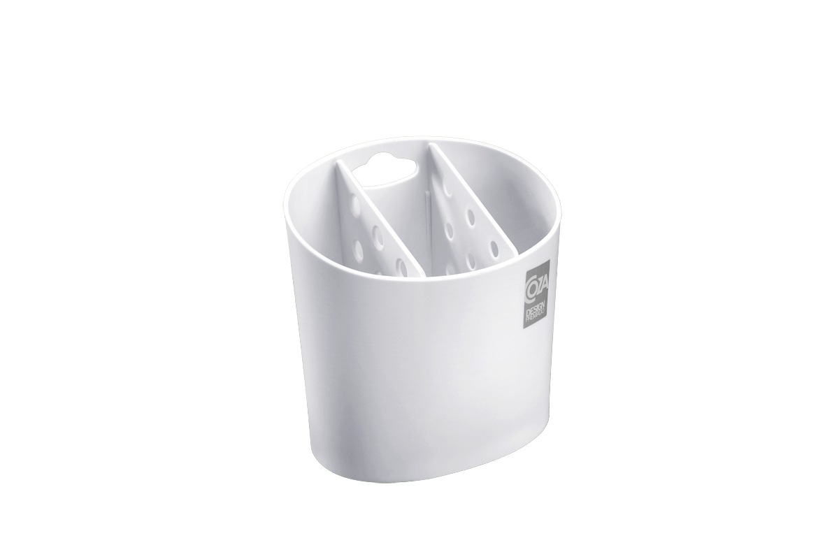 Escorredor de talheres oval Basic 13,8 x 10,5 x 14,4 cm - Branco Coza