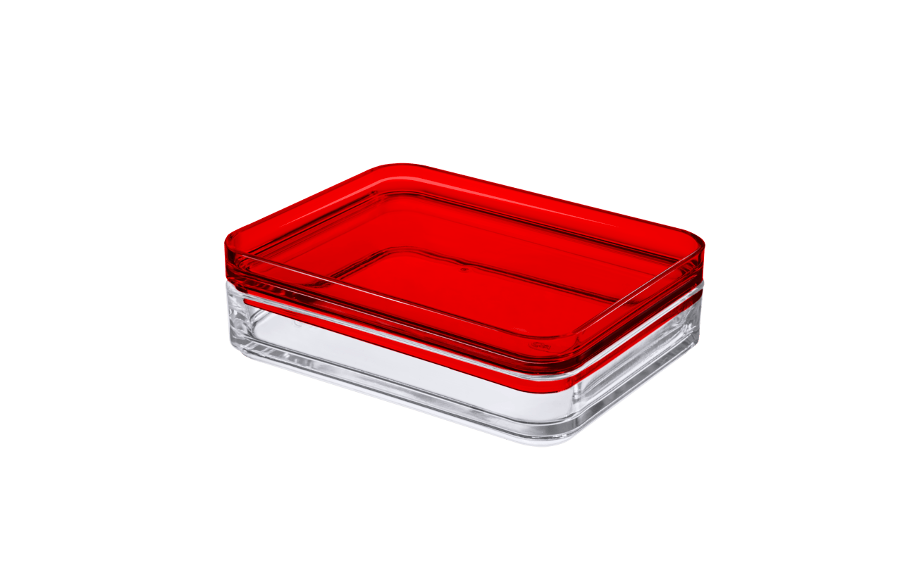 Organizador Grande - Retrô MOD 15,9 x 12,3 x 4,4 cm - Cristal com vermelho Coza Organizador Grande - Retrô MOD 15,9 x 12,3 x 4,4 cm - Cristal com vermelho Coza