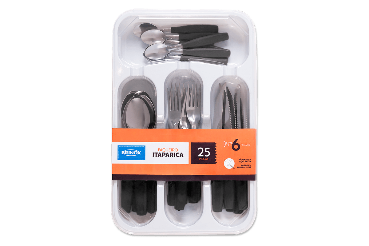 Faqueiro Itaparica 25 Peças - Preto Brinox