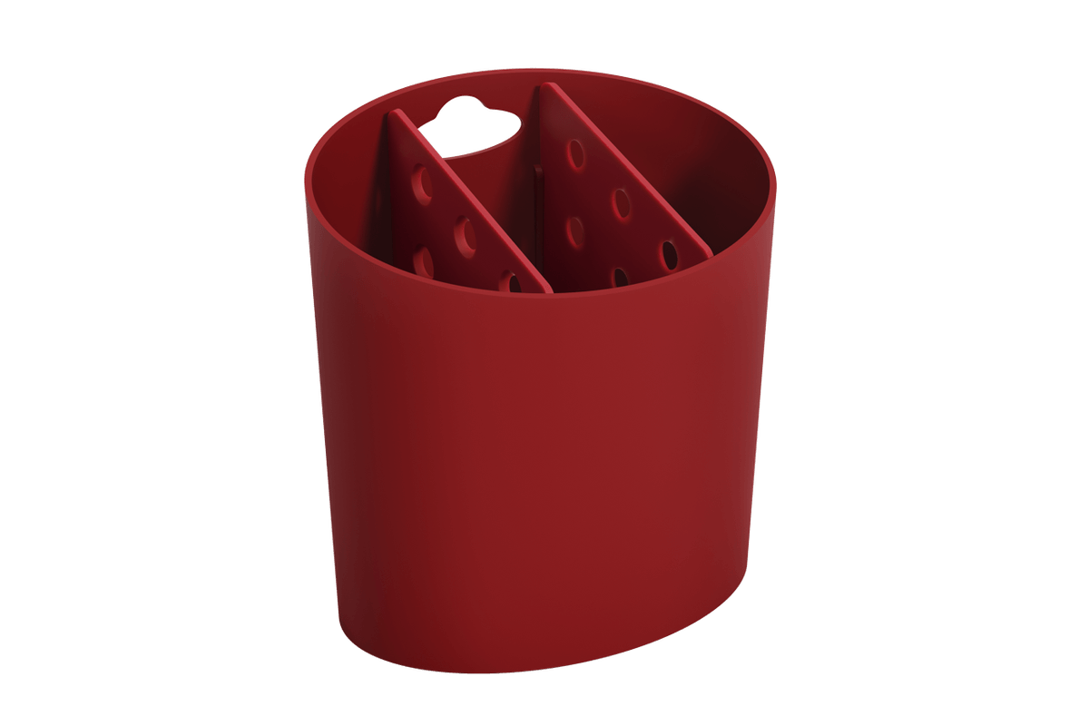 Escorredor de talheres oval Basic 13,8 x 10,5 x 14,4 cm - Vermelho Bold Coza