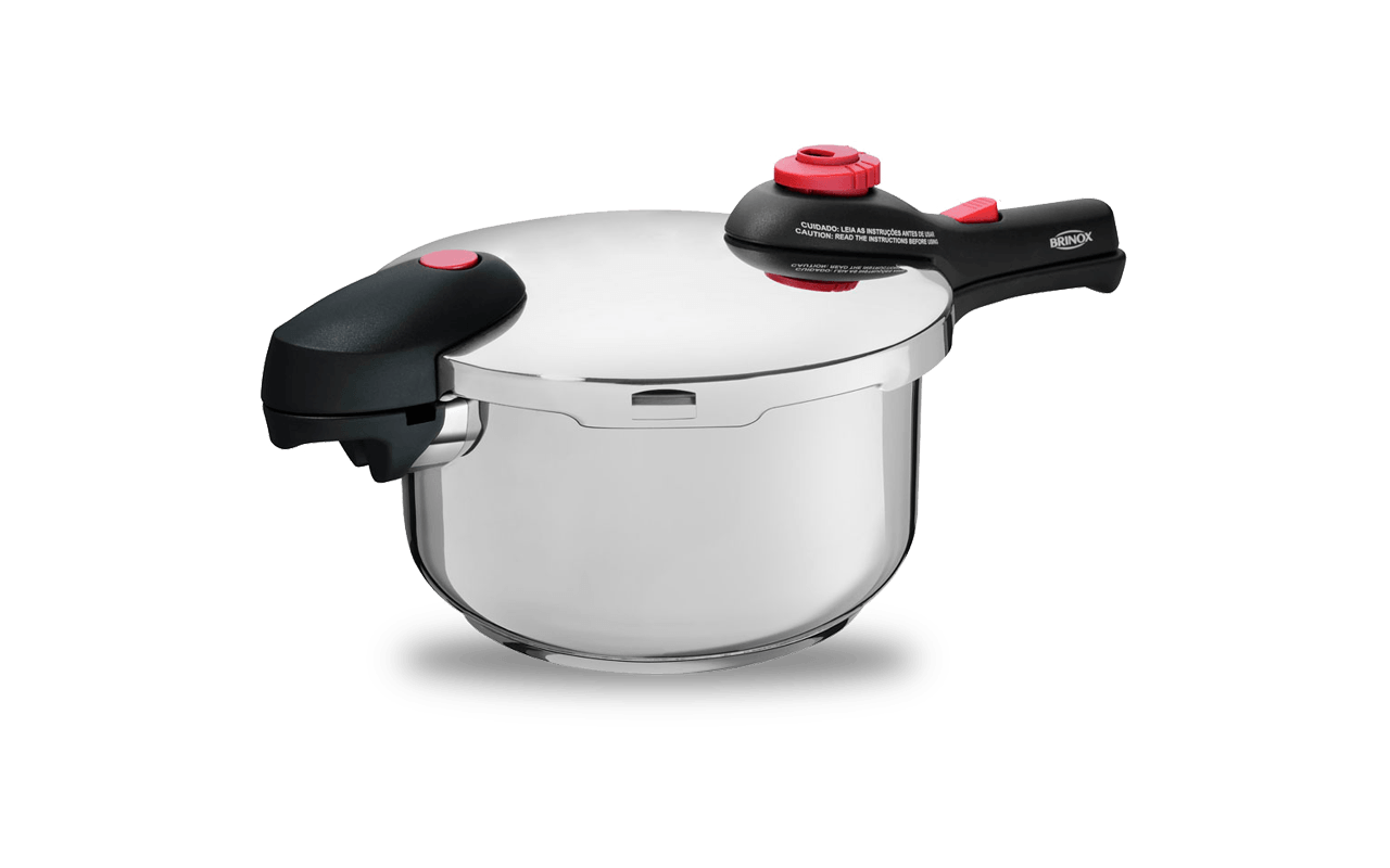 Panela de Pressão Inox Brinox Supra Fundo Triplo 4,5 Litros Ø 22 cm com 5 Dispostivos de Segurança