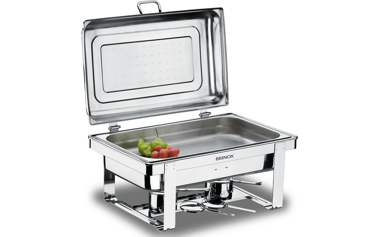 Rechaud Retangular com Cuba 1/2 Brinox Savoy 23 x 57 x 36 cm Aço Inoxidável