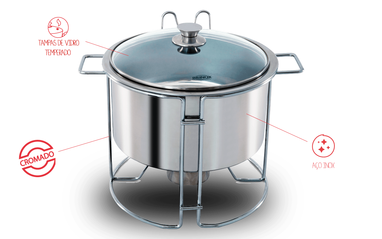 Rechaud Redondo Brinox Savoy 4,5 Litros Ø42 x 33,3 x 29 cm Aço Inoxidável - Imagem 2