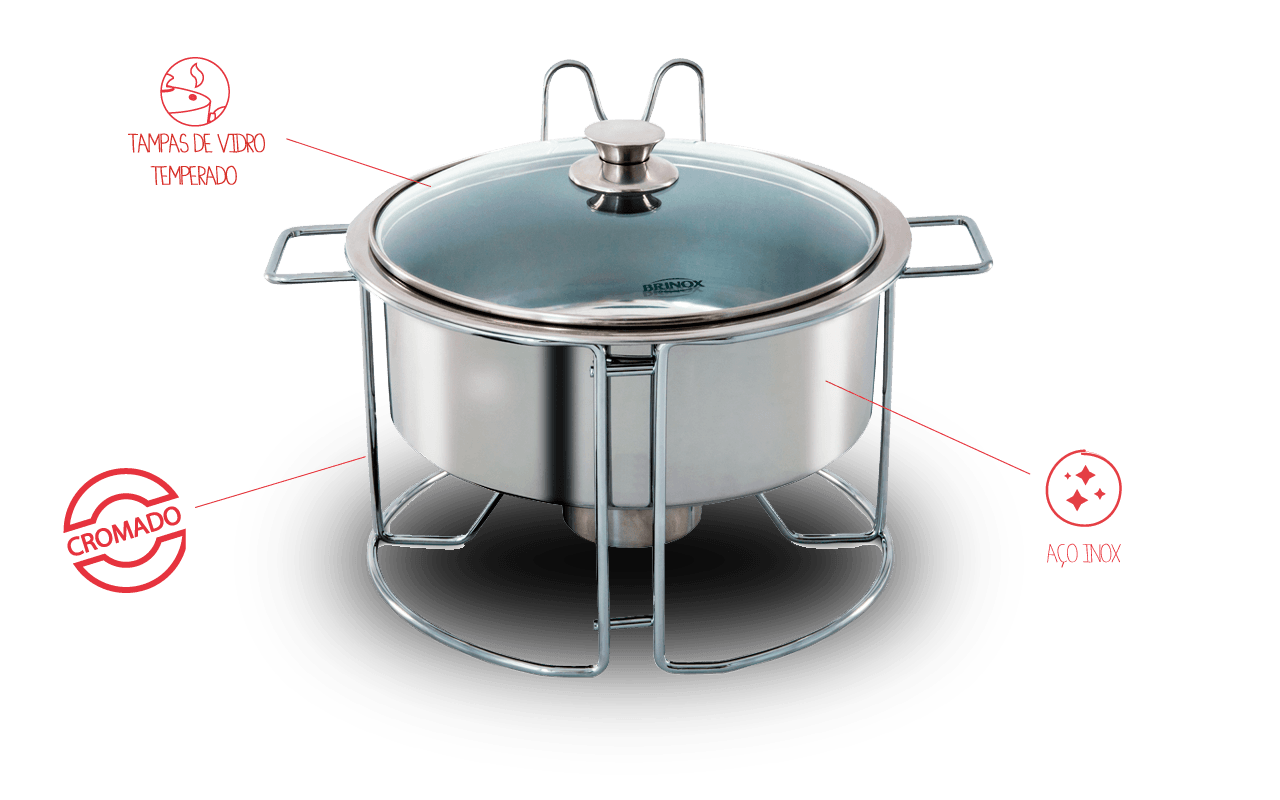 Rechaud Redondo Brinox Savoy 7 Litros Ø42 x 33,3 x 33 cm Aço Inoxidável - Imagem 2