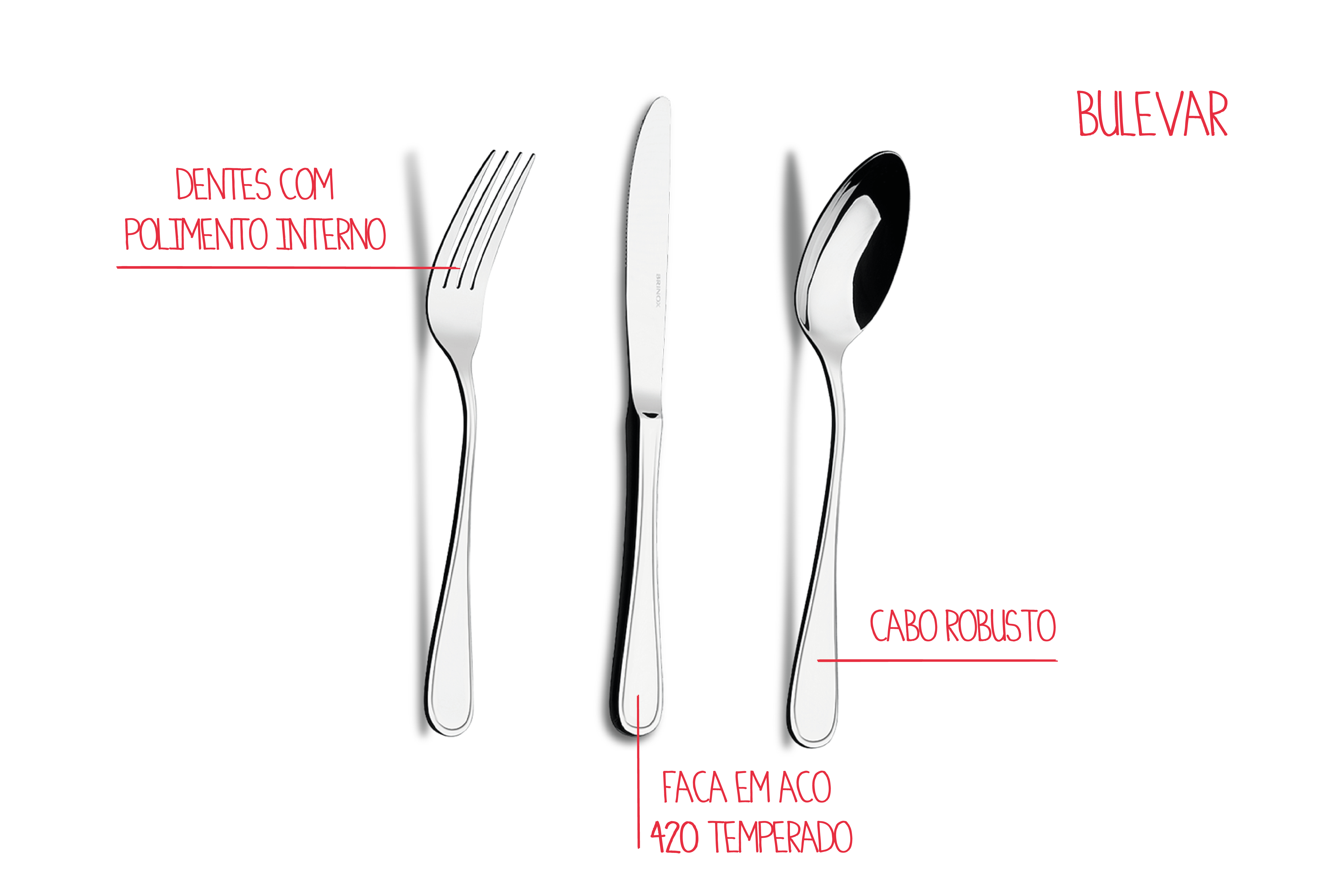 Jogo de Garfo de sobremesa 12 Peças Bulevar Brinox 181 x 2,5 mm - Imagem 3