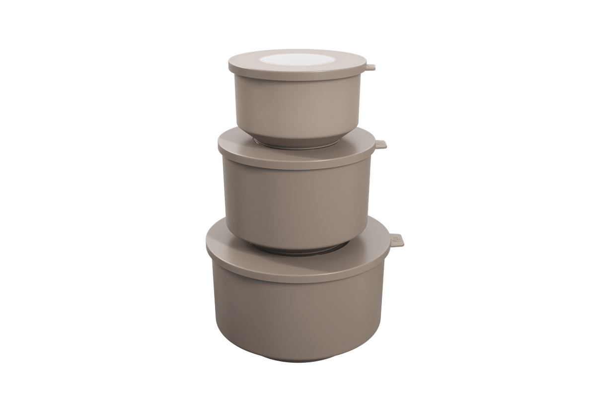 Conjunto de 3 Potes Hoop 8,3 x 19,6 x 11 cm / 500ml, 1L, 2L - Warm Gray Coza