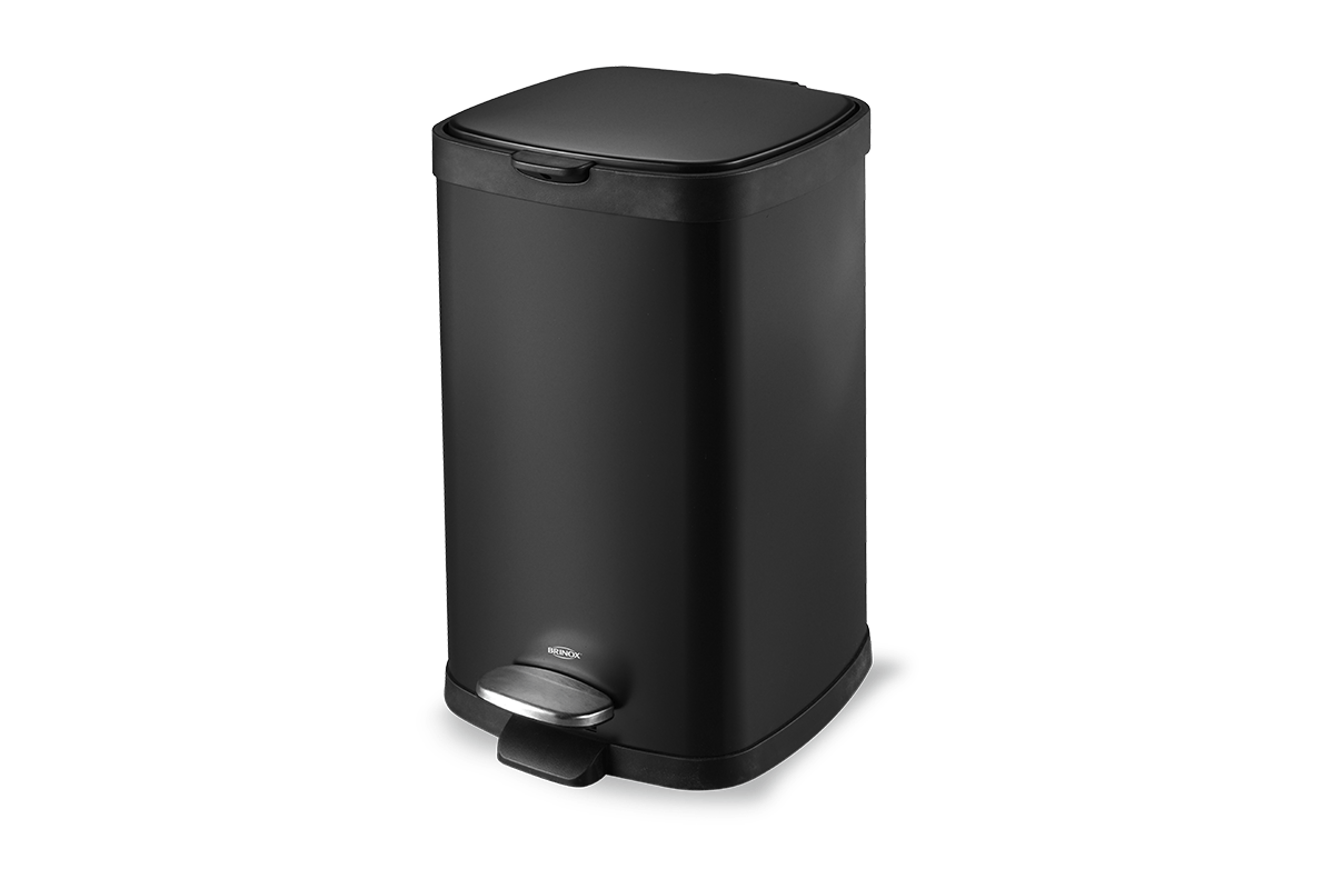 Lixeira com Pedal e Balde Brinox Frame 12 Litros Aço Carbono Preto