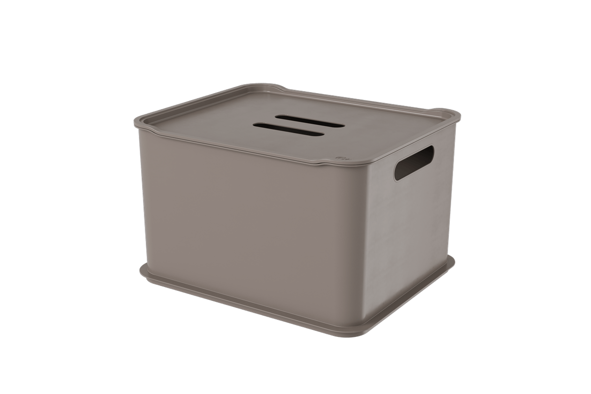 Cesta Ultra com Tampa Warm Gray Fit Coza 38 x 31,6 x 23,4 cm - Warm Gray Coza