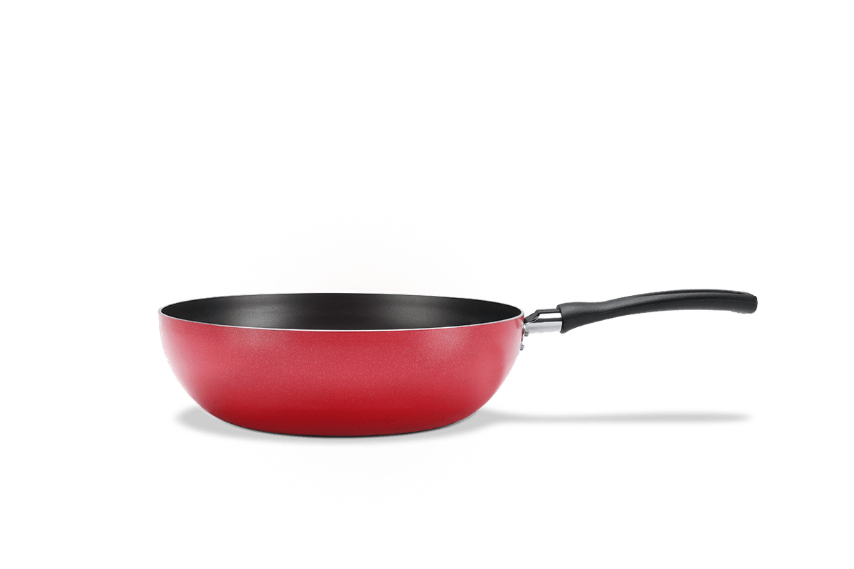 Wok Brinox vermelha antiaderente pro-flon - 24 cm 2,3 L linha Garlic - Vermelho
