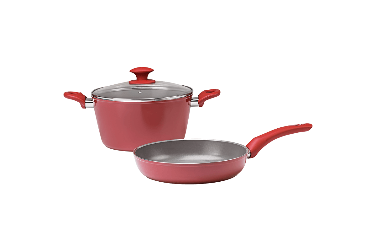 Jogo de Panelas Brinox Antiaderente Ceramic Life 4 Peças Berry Vermelho Carmin - Imagem 2