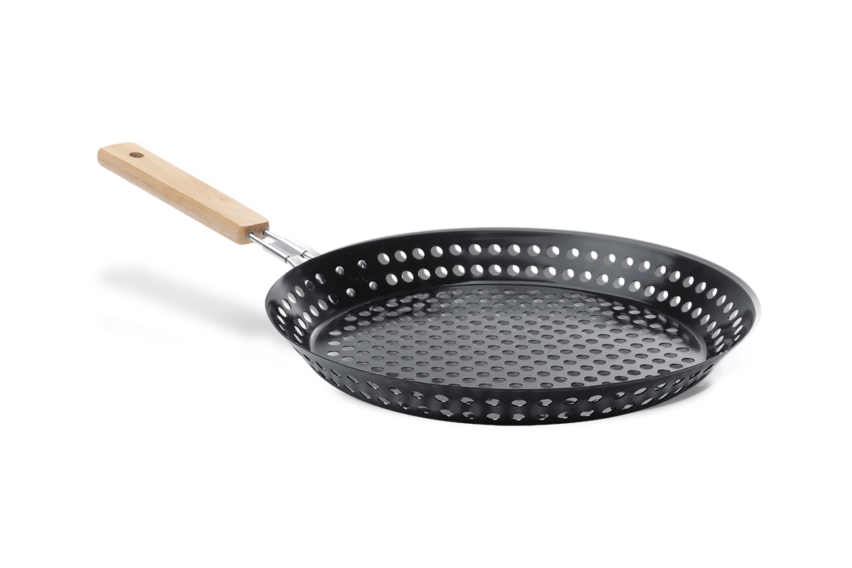 Grelha Brinox preta para Carnes e Vegetais - 30,5 cm em aço carbono para altas temperaturas do seu churrasco com cabo dobrável