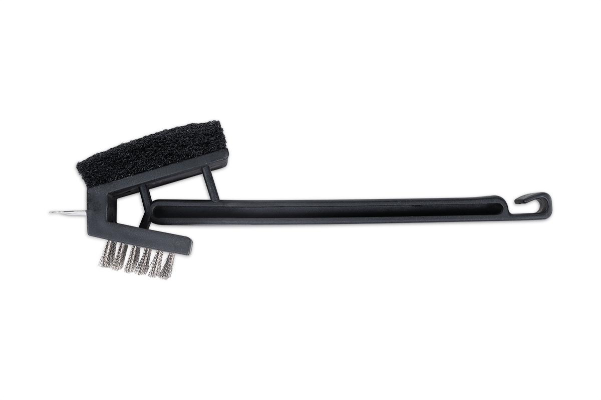 Escova Brinox preta para limpar Grelha e churrasqueira com 2 tipos de função - aço inox e polipropileno