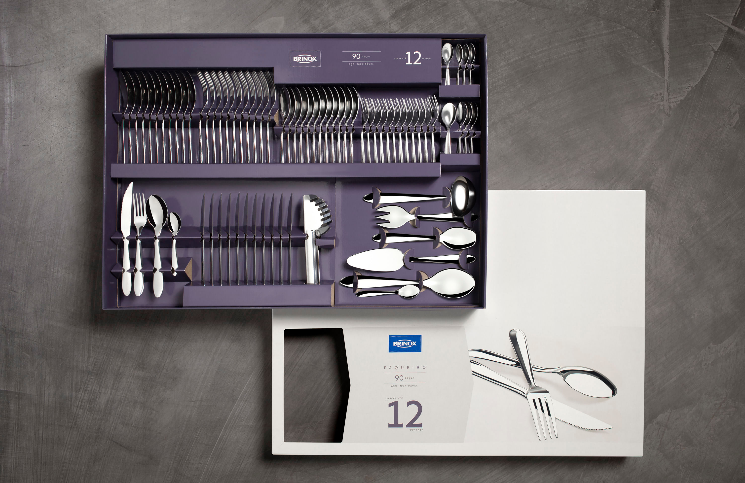 Faqueiro Brinox Bellagio 90 Peças Aço Inoxidável - Imagem 12