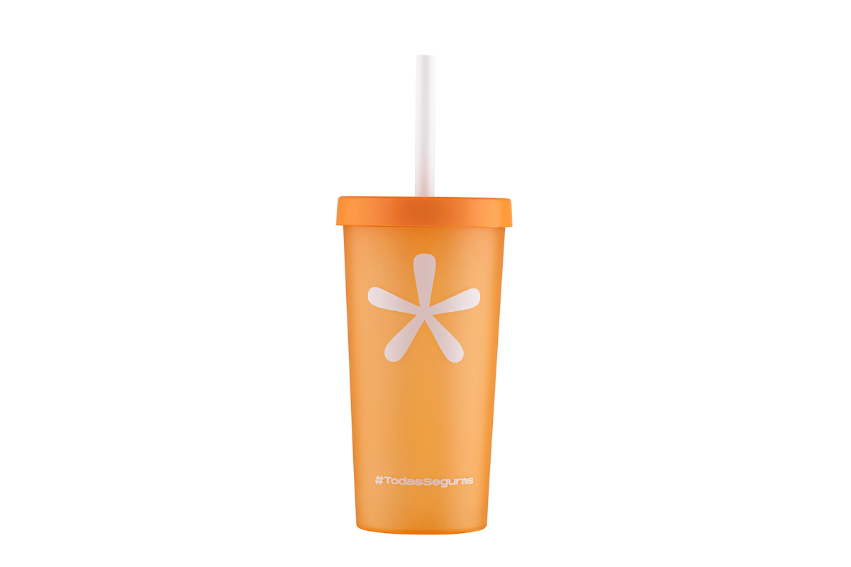 Copo com tampa e canudo Nutri Todas* Seguras 500 ml Laranja