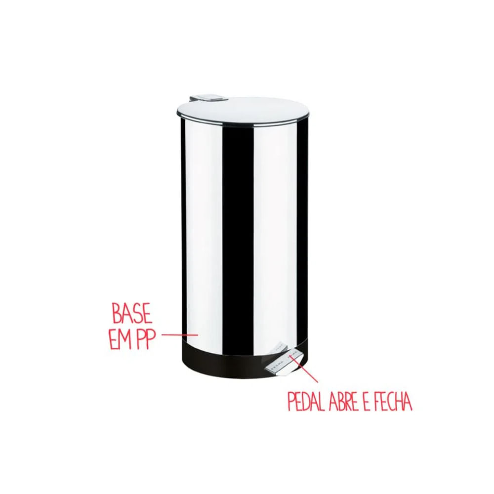 Lixeira com Pedal Brinox Decorline 50 Litros Ø37 x 60,5cm Aço Inoxidável - Imagem 3