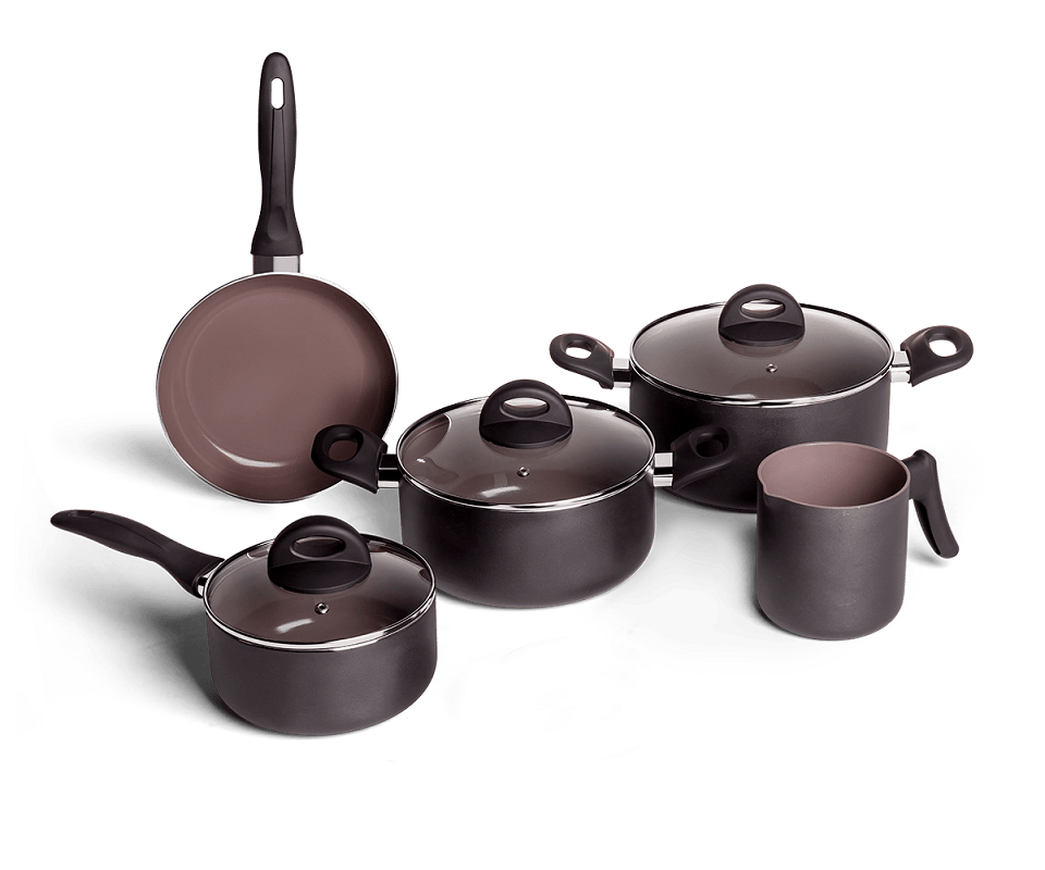 Jogo de Panelas Brinox Antiaderente Ceramic Life 5 Peças Smart Plus Preto