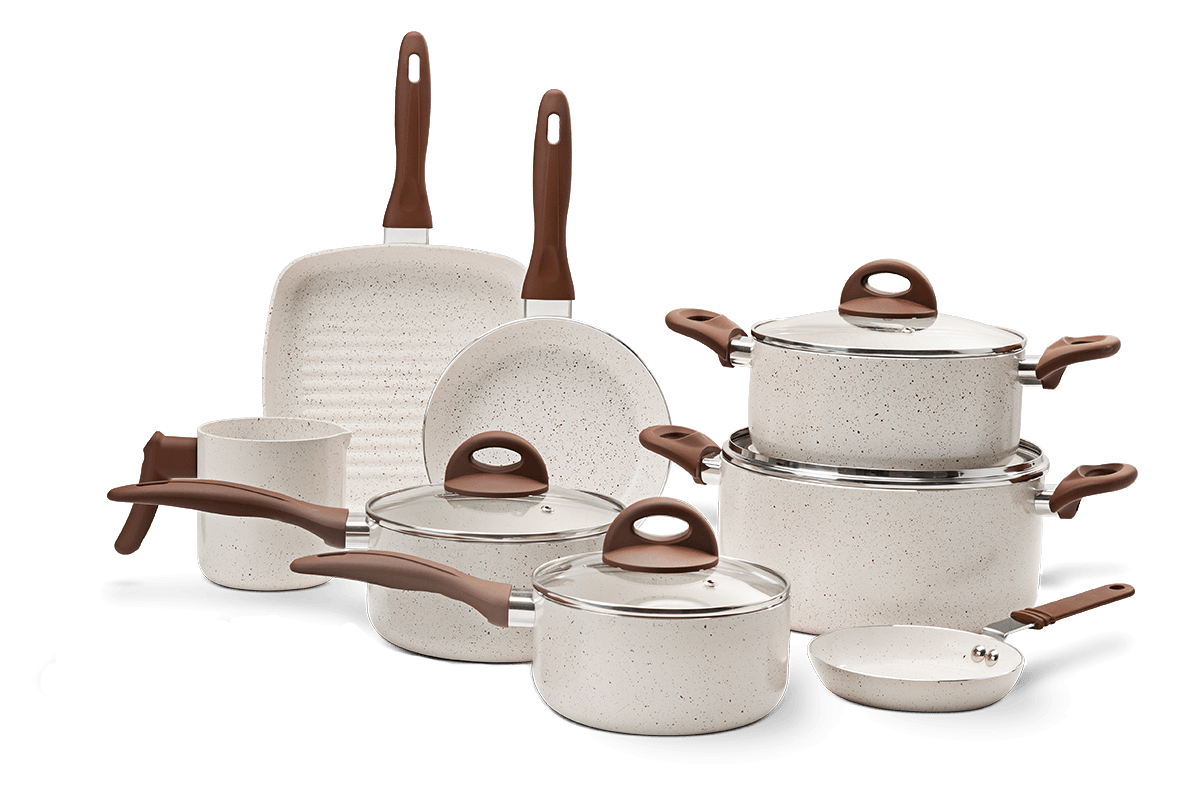 Jogo De Panelas Ceramic Life Brinox Com Pegador 8 Peças Vanilla