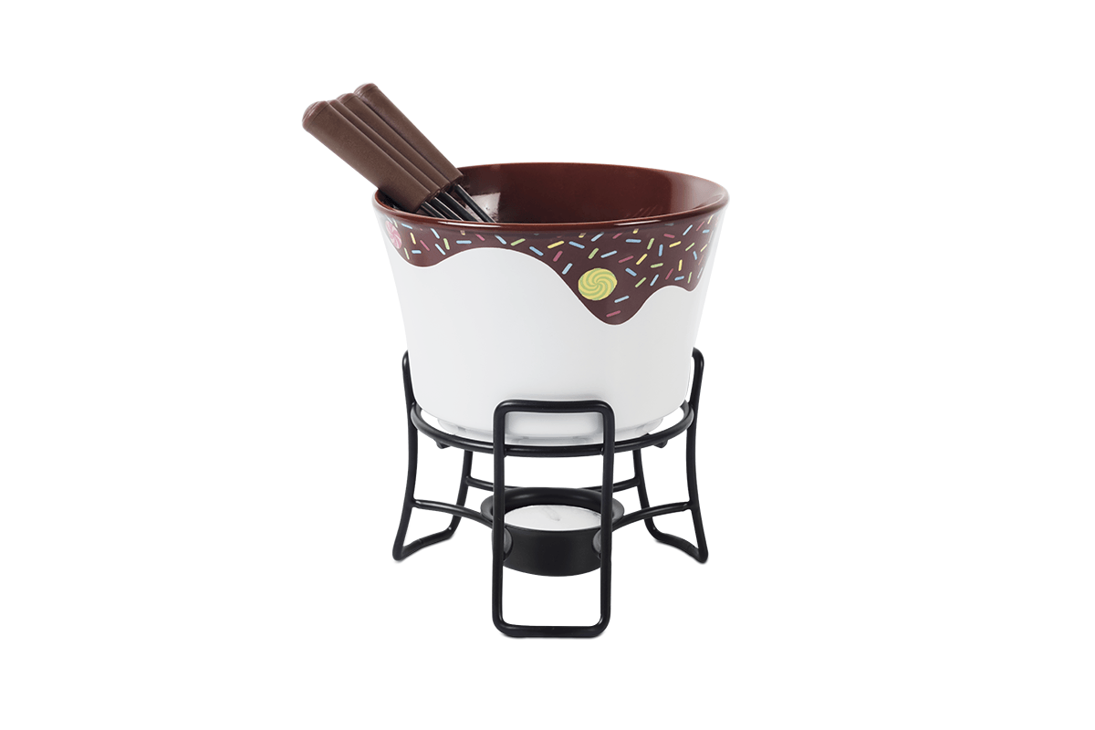 Aparelho De Fondue 7 Peças Chocolate Cerâmica Linha Fondue Brinox - Branco