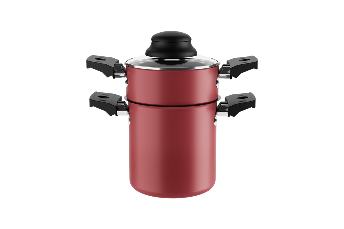 Cuscuzeira Com Tampa 10 cm Diâmetro 800 ml Revestimento Interno Antiaderente Pro-flon Cor Vermelho Linha Especiarias Brinox