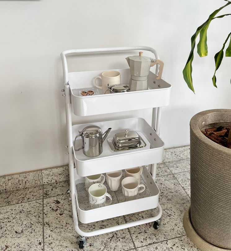 Carrinho Organizador Multiuso 50 kg capacidade Aço Carbono Revestimento Pintura Eletrostática Epóxi Decorato Haus Concept - Imagem 3