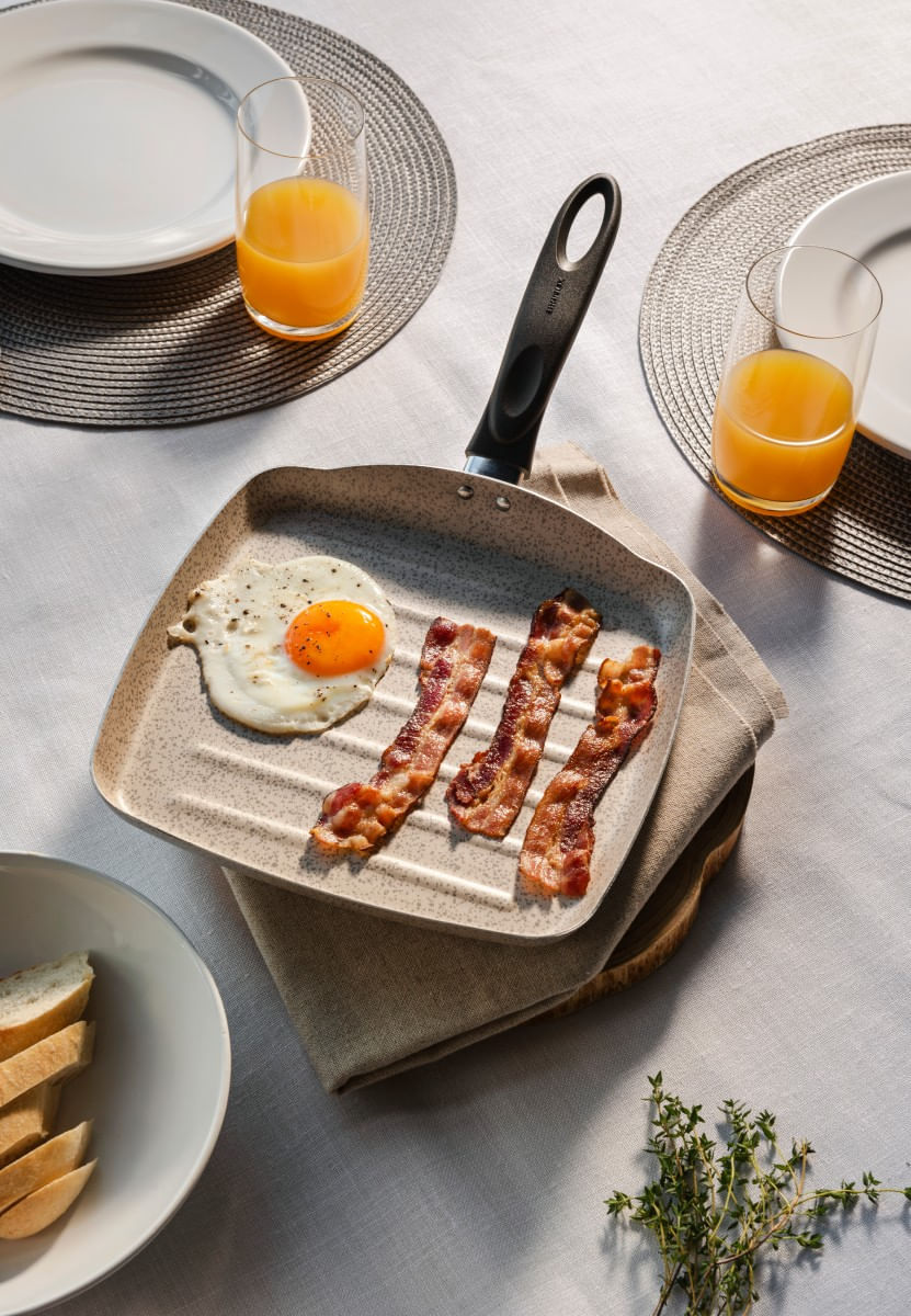 Grill Brinox Suprema Antiaderente Mineral Resist Ceramic Life 24cm 0,75L Vanilla - Imagem 3