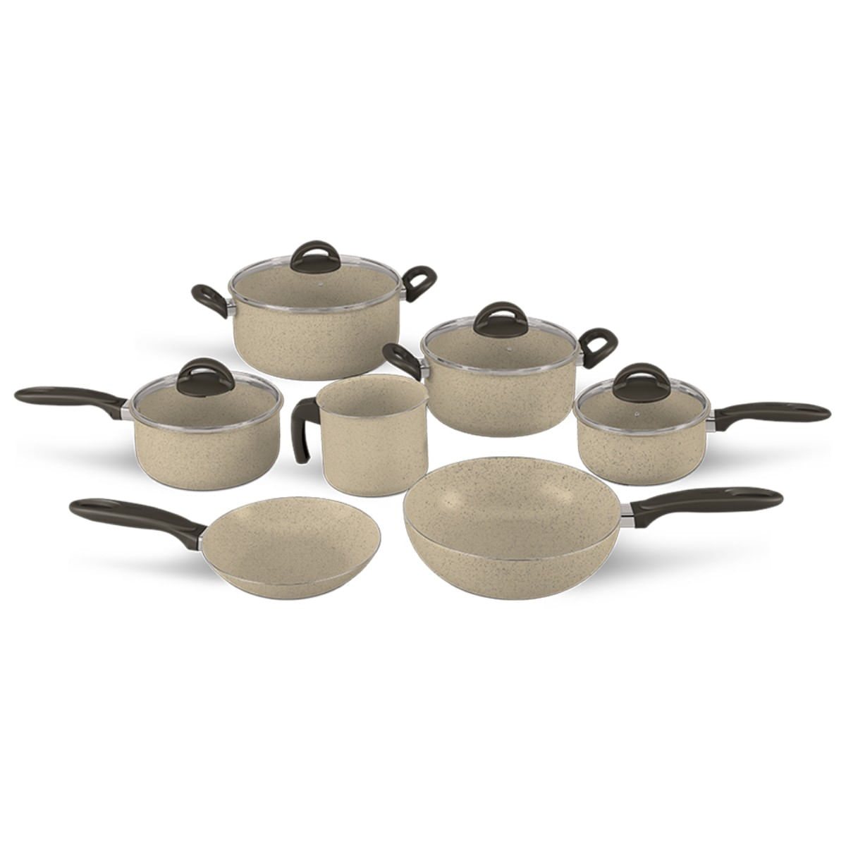 Jogo de Panelas Brinox Antiaderente Ceramic Life 7 Peças Suprema Vanilla