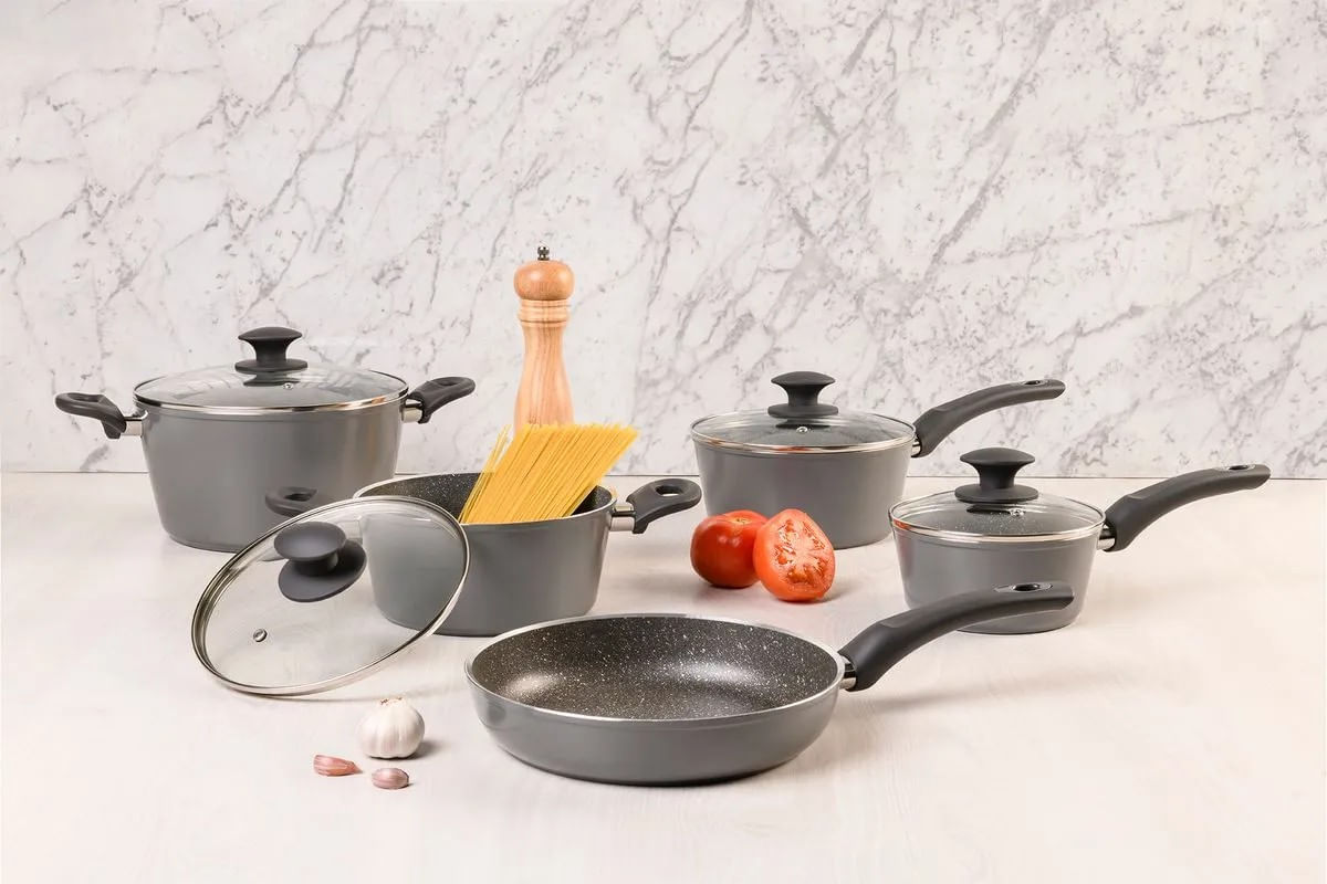 Jogo de Panelas Brinox Antiaderente Ceramic Life 5 Peças Optima com Indução Cinza - Imagem 2