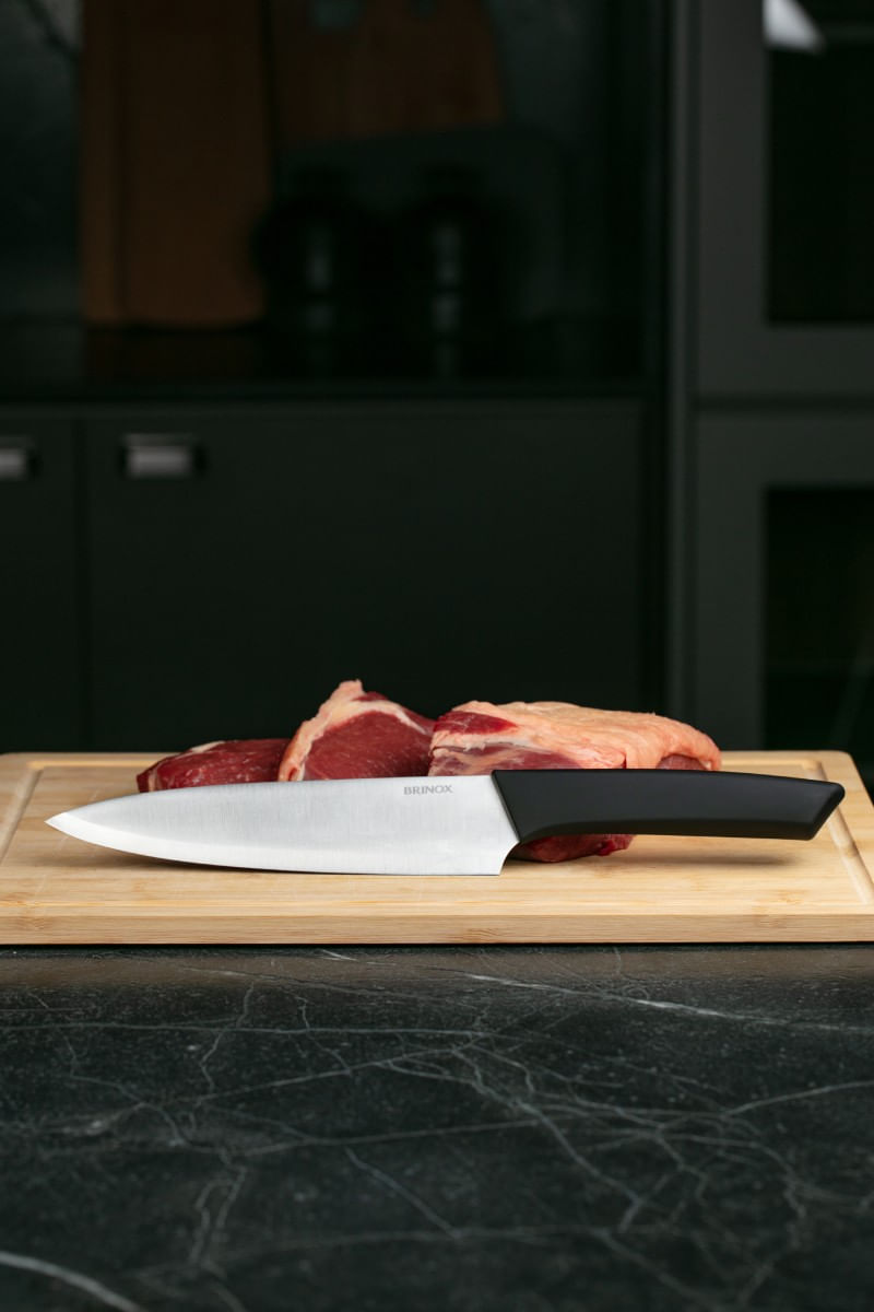 Faca Chef 8 Polegadas Aço Inoxidável e Polipropileno cor Preto Linha Versatile Brinox - Imagem 2