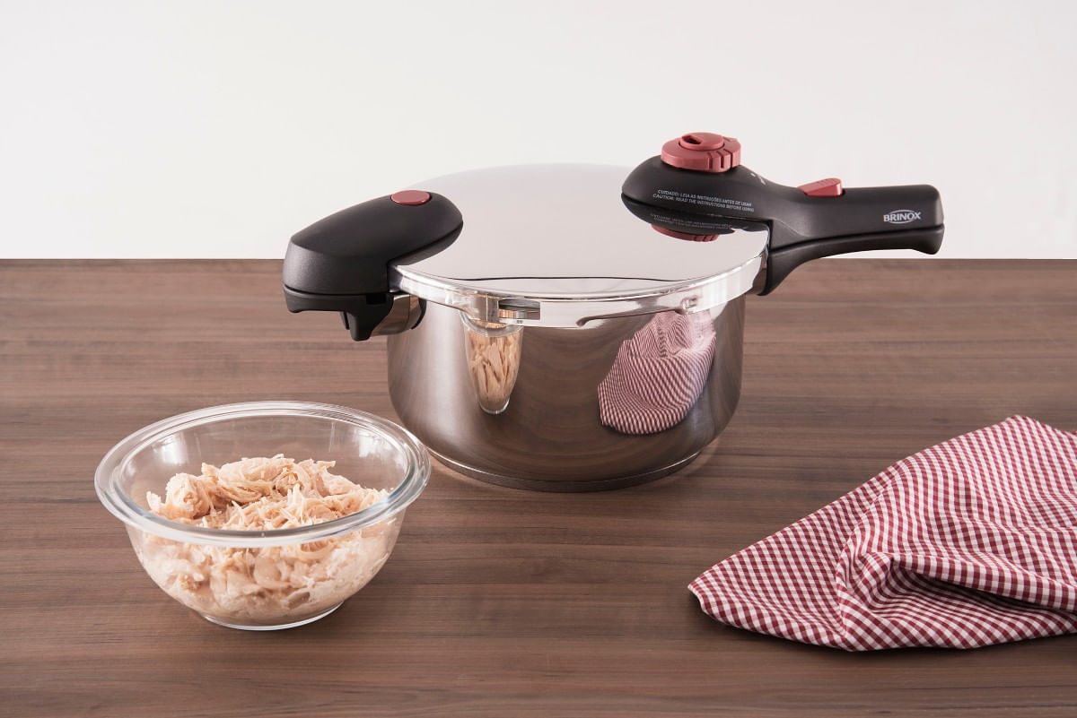 Panela de Pressão Inox Brinox Supra Fundo Triplo 4,5 Litros Ø 22 cm com 5 Dispostivos de Segurança - Imagem 2