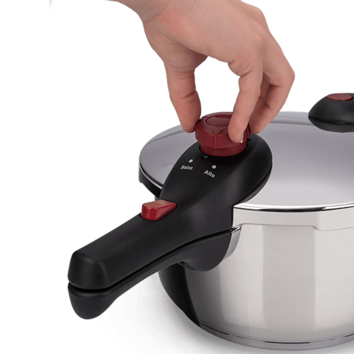 Panela de Pressão Inox Brinox Supra Fundo Triplo 4,5 Litros Ø 22 cm com 5 Dispostivos de Segurança - Imagem 7