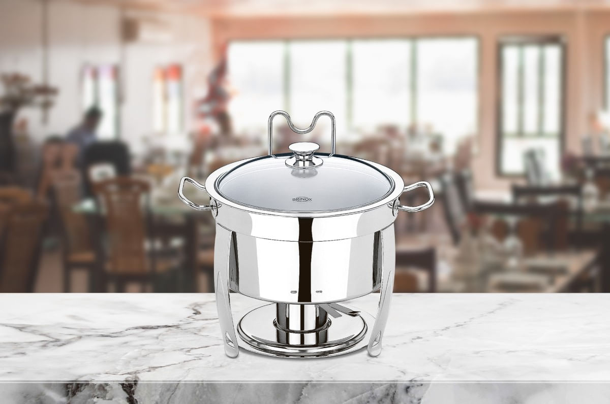 Rechaud Redondo Brinox Savoy 8 Litros Ø33 x 43cm Aço Inoxidável - Imagem 2