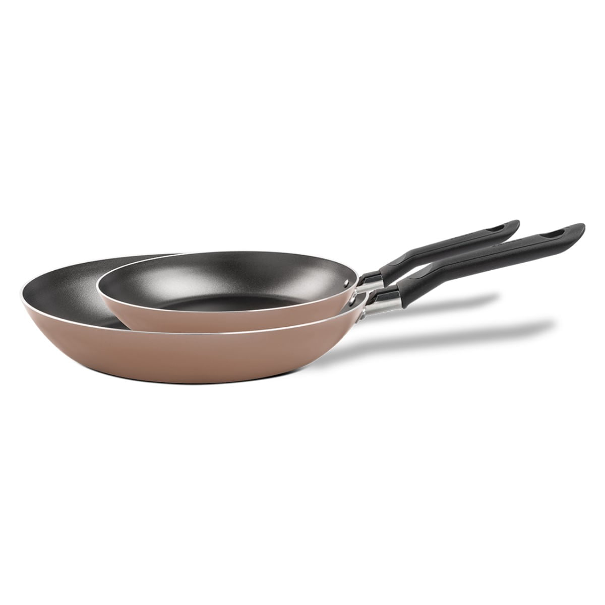 Conjunto Brinox com Duas Frigideiras Fun de Ø16 cm e Ø22 cm Antiaderente Pro-Flon na cor Fendi