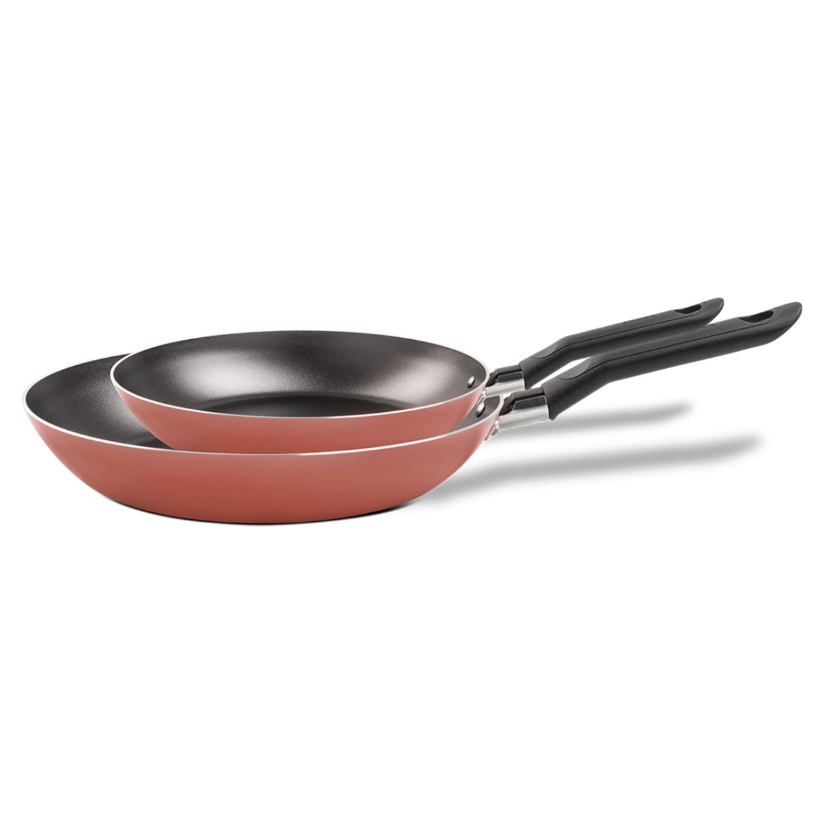 Conjunto Brinox com Duas Frigideiras Fun de Ø16 cm e Ø22 cm Antiaderente Pro-Flon na cor Terracota