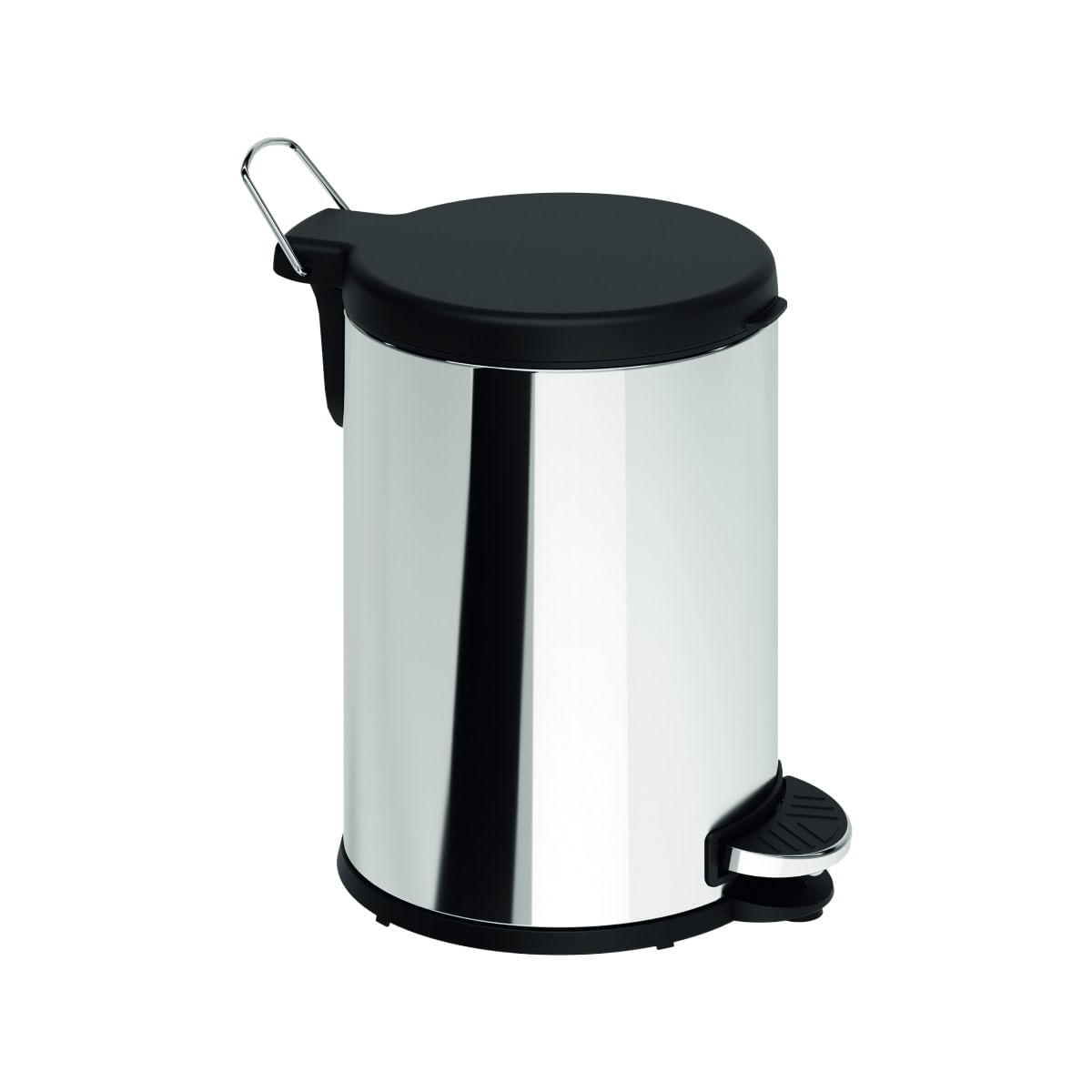 Lixeira com Pedal 6L Aço Inoxidável com Tampa em Polipropileno cor Preto Flat Brinox