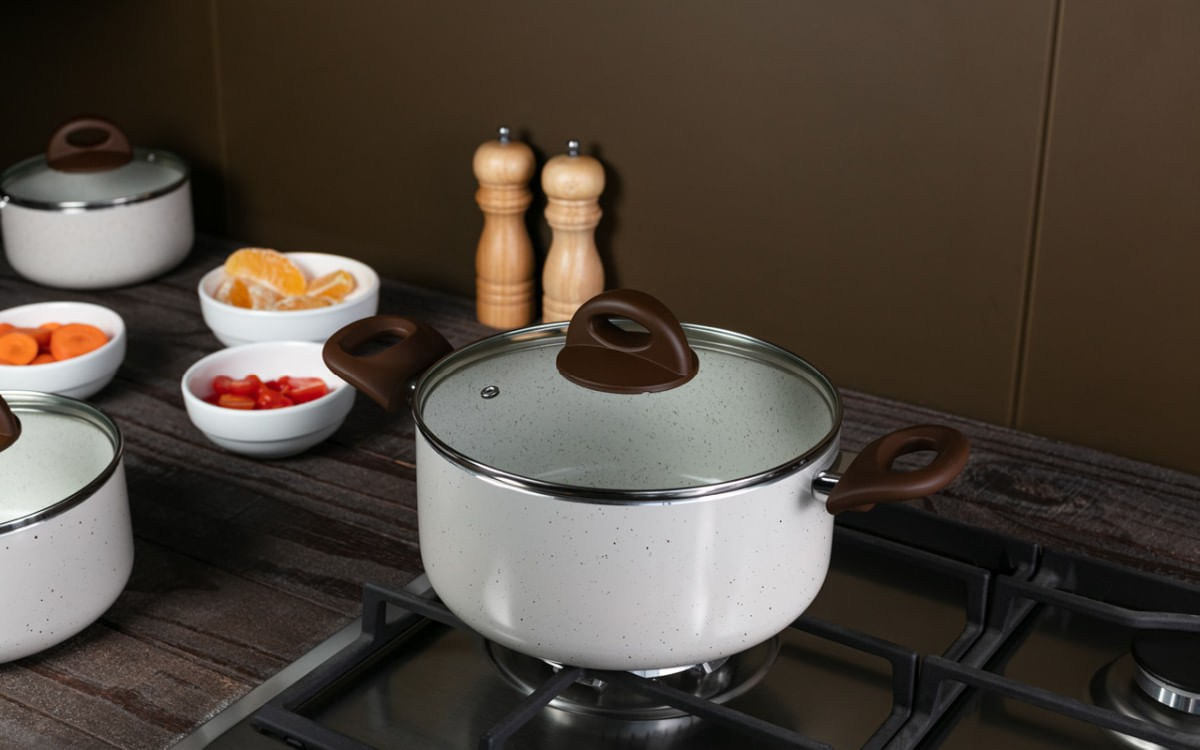 Caçarola de Indução com Tampa Brinox Smart Plus Antiaderente Ceramic Life Ø20cm 2,55 Litros Vanilla - Imagem 2