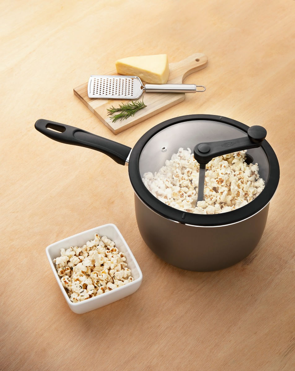 Pipoqueira Brinox Pic Poc prata 5,5L - antiaderente pro-flon, aluminio 1,6 mm, misturador de nylon, três saídas de vapor - Linha Especiarias - Imagem 2