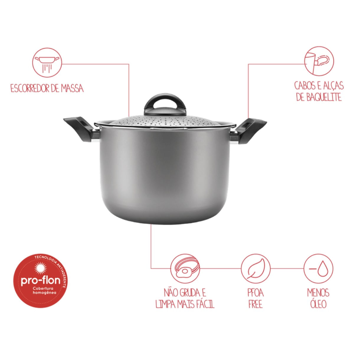 Espagueteira Brinox Especiarias 5,5 Litros Ø22 cm Grafite - Imagem 4