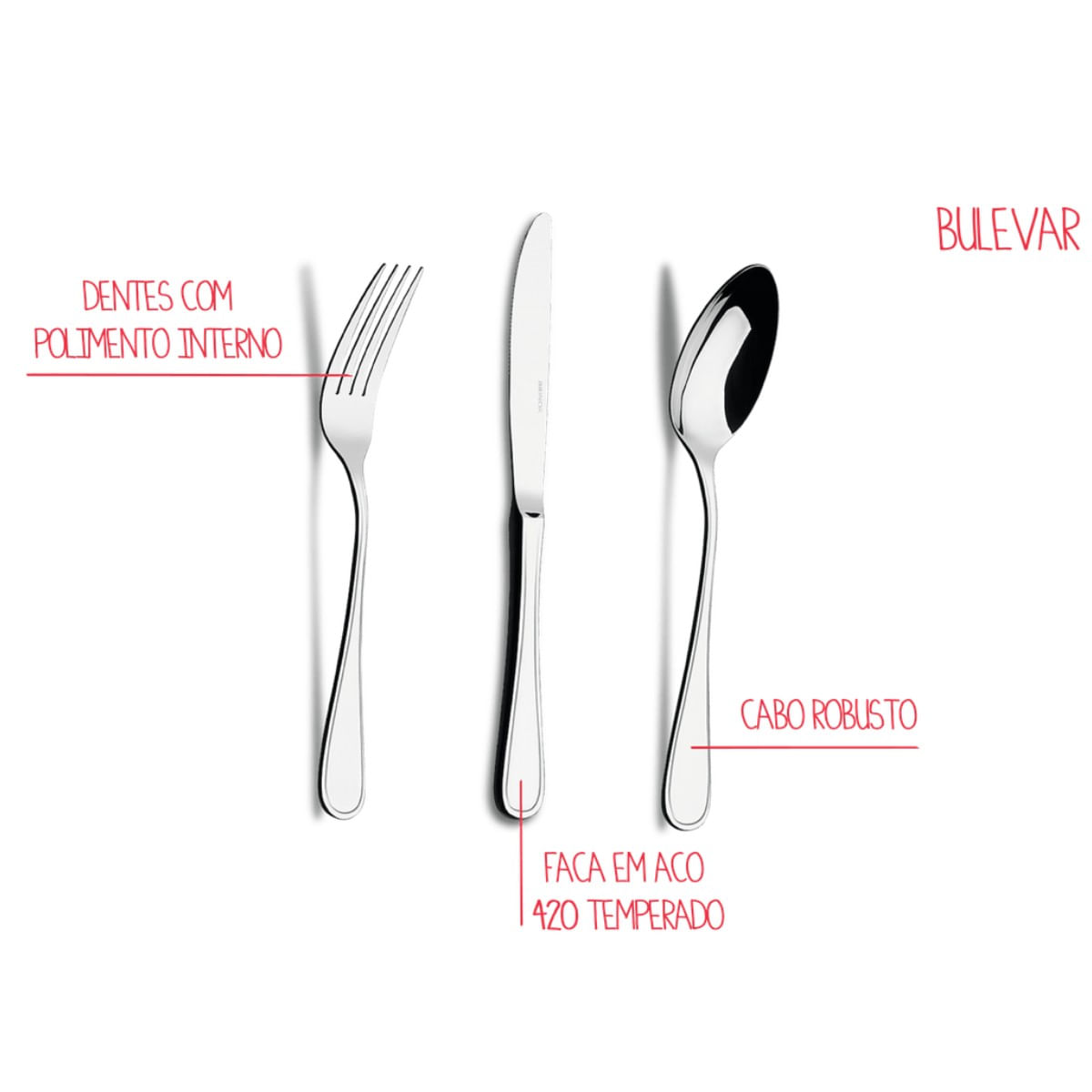 Jogo de Colher de Mesa 12 Peças - Bulevar 204 x 2,5 mm - Imagem 4