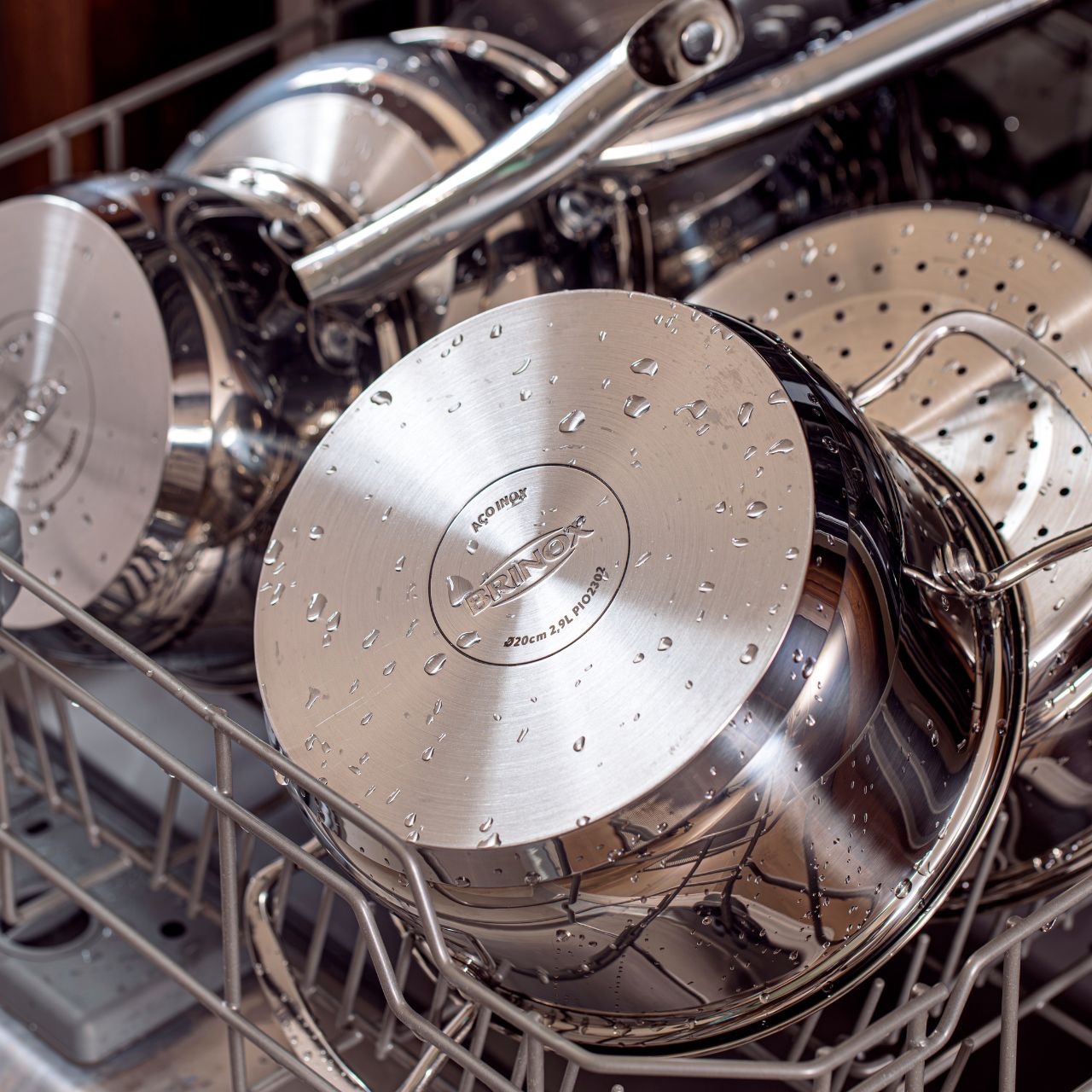Jogo de Panelas Brinox Aço Inoxidável Fundo Triplo 4 Peças Jasmin com Indução Inox - Imagem 4