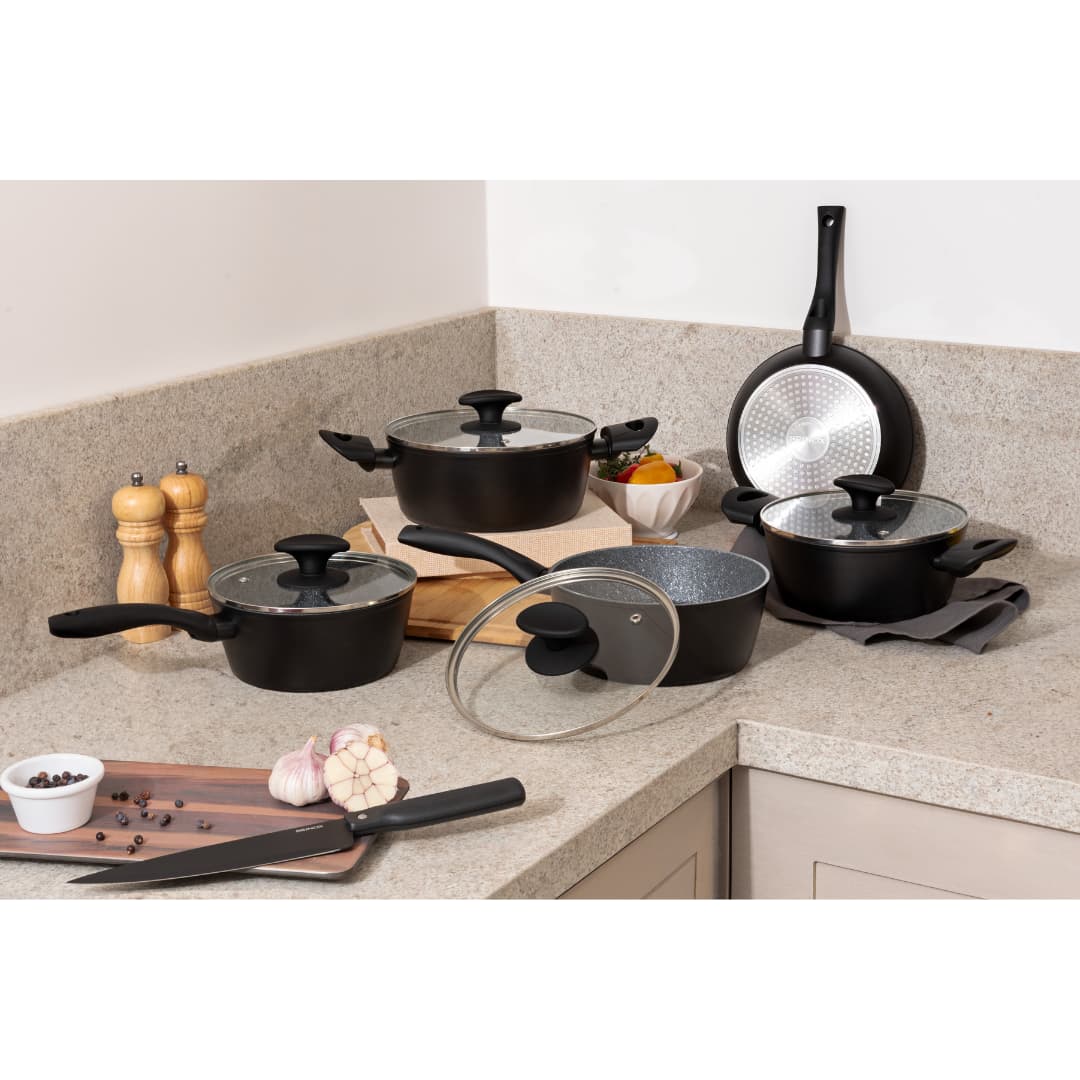 Jogo de Panelas Brinox Antiaderente Ceramic Life 5 Peças Orion com Indução Preto - Imagem 2