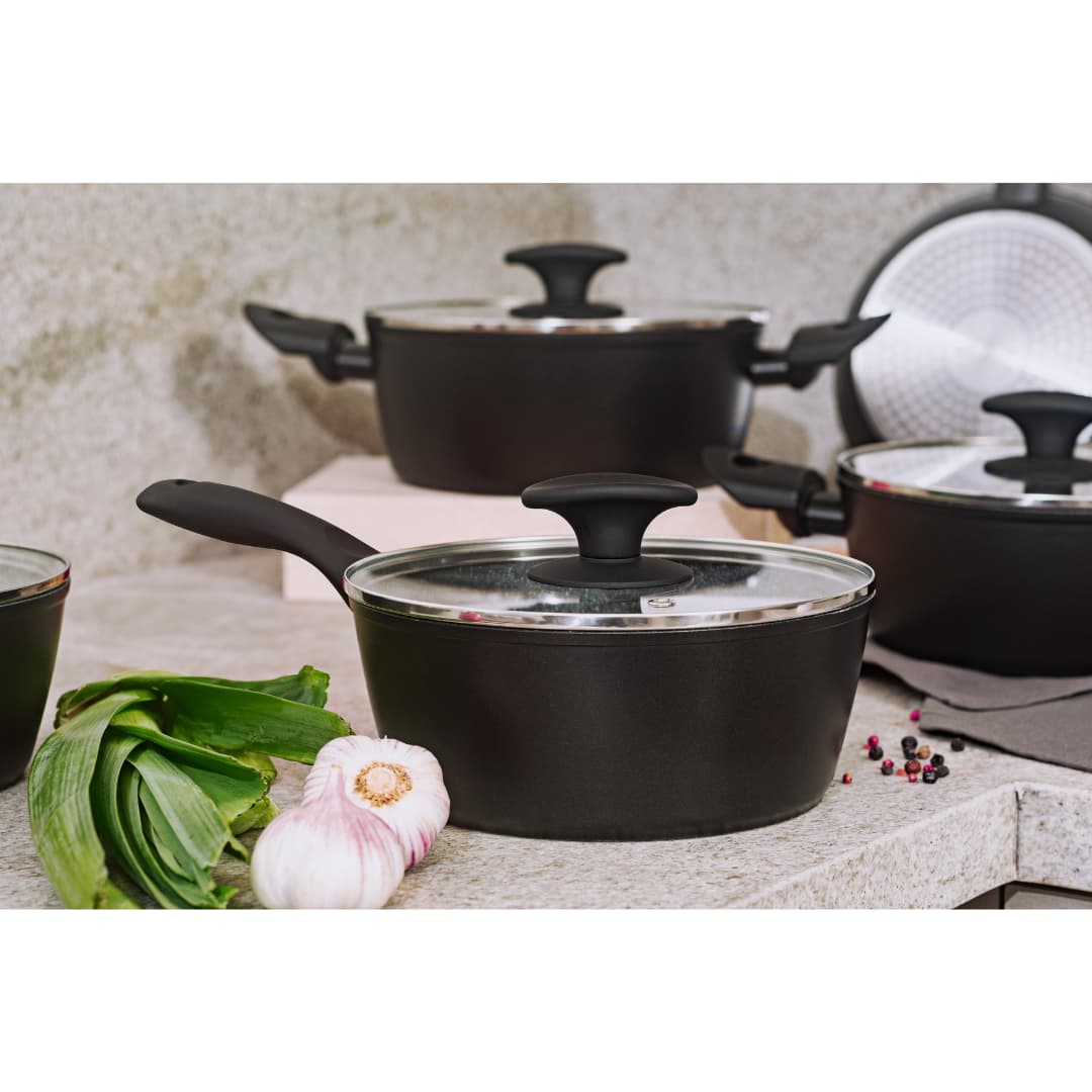 Jogo de Panelas Brinox Antiaderente Ceramic Life 5 Peças Orion com Indução Preto - Imagem 3