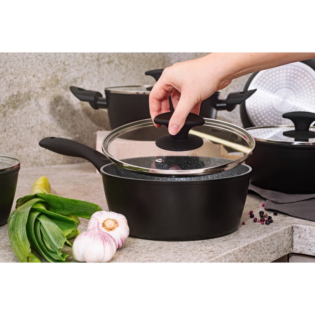 Jogo de Panelas Brinox Antiaderente Ceramic Life 5 Peças Orion com Indução Preto - Imagem 4