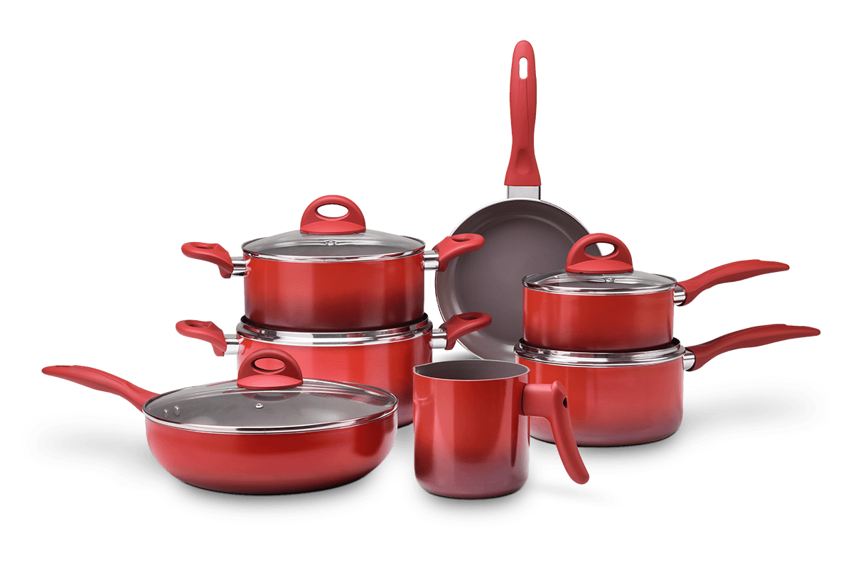 Jogo de Panelas Brinox Antiaderente Ceramic Life 7 Peças Smart Plus Vermelho